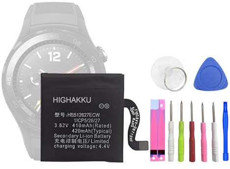 HIGHAKKU Smartwatch Replacement Battery HB512627ECW Compatible with Huawei Watch 2 Classic LE0-BX9 Leo-BX9 & Watch 2 Pro 4G EO-DLXXU Watch GT LEO-B09 with Tools
