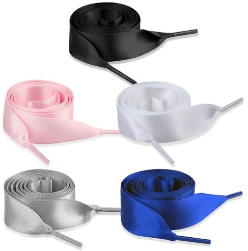 5 pares de cordones planos de satén, cordones planos, cinta de raso, 130 cm, para zapatillas deportivas, zapatillas de montaña, decoración para exteriores (130 x 2 cm), Colores variados, mix