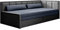 mb-moebel Sofa mit Schlaffunktion und Bettkasten Couch für Wohnzimmer Schlafsofa, Polstersofa Wohnlandschaft mit Bettfunktion - 214x77x82 cm - FULO (Rechts, Grau + Dunkelblau - Poco 40+ 4)