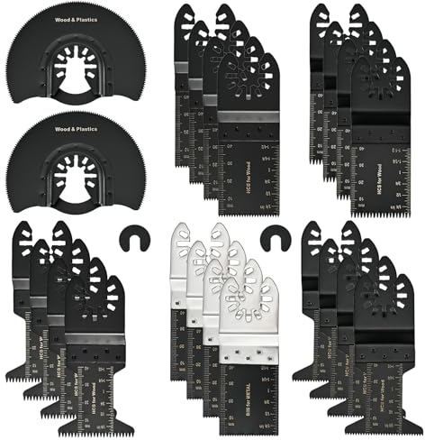 Magiin Oszillierende Sägeblatt, Metall Oszillierende Multitool Schnellwechsel Sägeblätter aus Kohlenstoffstahl (24 Pcs)