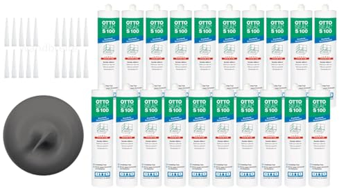 OTTOSEAL S 100 Premium-Sanitär-1K-Silikon Dichtstoff matt auf Acetat Basis Otto Chemie 20er Set (20x matt grau C8680)