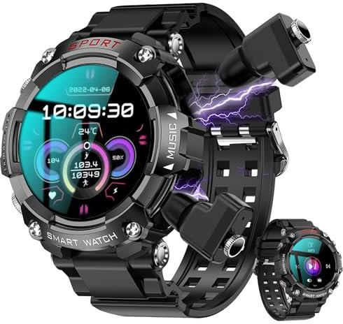 UYRGT Smart watch with earbuds for Men Women,1.52 HD Touch Screen,9D Sound,110+ Fitness & Sleep Monitor, Bluetooth Call, message notifcation, Android Phones and iOS compatible,Long Time Standby