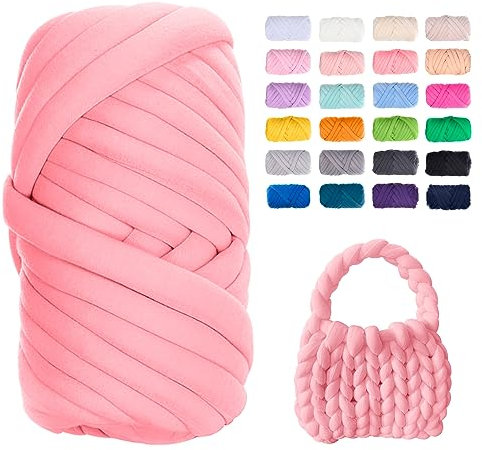 Uiopa Bulky Armstricken Wolle, 500g Dicke Wolle Sperrige Handstrickgarn, Grob Gestrickte Schlauchgarn Häkelwolle Chunky Yarn für Taschen, Decken, Körbe, Haustiernester, DIY-Kunsthandwerk