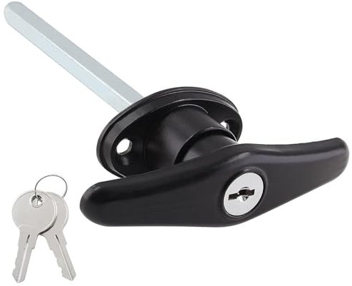 Qjaiune Truck Cap Locking T-Handles 1 Pack Camper Topper Lock, Camper Shell Locks and Keys T-Handle Canopy Replacement Lock, Black T Handle Garage Lock Blind Mount Locking T-Handle Leer Lock