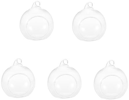 HOOTNEE 5stücke Teiliges Hängende Glaskugeln Dekorative Glasvase Für Hochzeiten Romantische Anlässe Transparente Kerzenhalter Für Tischdekoration Langlebiges Borosilikatglas Mit Seil