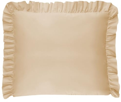 Balbina Kissenbezug 80 x 80 cm für Kinder & Babys, Kopfkissenbezug Baumwolle, für Kinderzimmer, Kinderwagen oder Kinderbett, Baumwoll-Kopfkissenbezug mit Rüsche & Reißverschluss, Beige