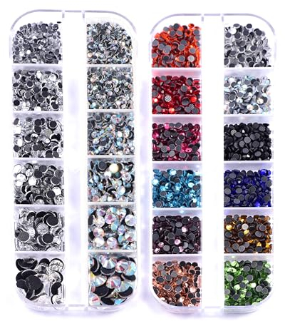 Blinginbox bedazzler kit Hotfix Rhinestones for Clothes Craft, 4000pcs Crystal Rhinestones Flat Back Round Gems for Hotfix Applicator, SS10(2.7-2.9mm) with Black Red Green Blue Clear AB Color