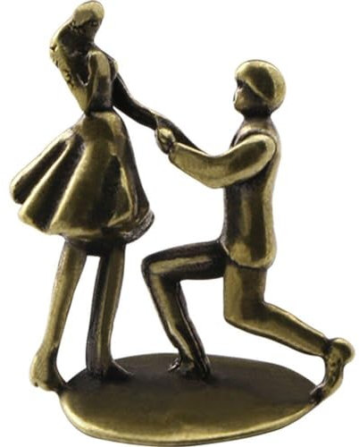 Figure De Proposition Miniature Mini Couple Statue Anniversaire en Laiton Statue Artisanat du Mariage Figurine