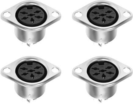 XMSJSIY MIDI 6Pin DIN Panel Mount Buchse Jack Socket Audio Verbinder Ersatz Reparatur Audio Elektronik Metall Chassis Stecker für Audio-Video Ausrüstung - 4PCS (DIN 6 Pin)