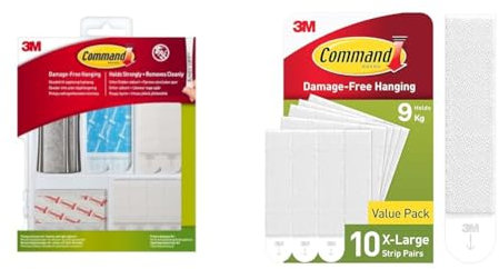 Command X-Large Picture Hanging Strips, 10 Strip Pairs - Damage Free & Tool Free, White, For Pictures, Frames, Mirrors, Wall Decor