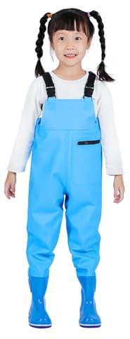 Wansiman Fliegenfischen Teichhose mit Stiefeln,Kind Wathose mit Brusthöhe,Angelhose mit Watstiefel,wasserdicht,atmungsaktiv,Unisex,für Baustellen,Angeln,Bauernhöfe,Gärten,Arbeiten im Schlamm