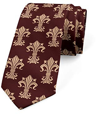 Wpamlrta Cravate Motif fleur de lys Marron pastel 9,4 cm, Comme indiqué sur la photo, taille unique