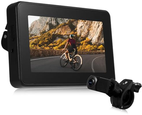 Mulcort Bike Mirror, 1080P Rechargeable Bicycle Rear View Camera, Bicycle Mirror with 4.3in Monitor Night Vision 150° Wide Angle View 360°Rotatable Bracket, Compatible with Mountain Bicycle, Road Bike