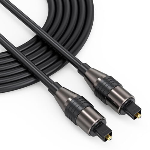 FEMORO Digital Optical Audio Cable 10 Ft Long, Fiber Toslink S/PDIF Optic Cord for Soundbar Amplifier Digital TV