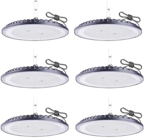 Fosingut Faretto LED UFO 300W, 110lm/W Super Luminoso UFO Lampada LED Officina,432 LEDs High Bay Light,IP65 6500K BiancoFreddo Proiettore LED Lampadario Industriale per Garage,Magazzini,Fabbrica-6pcs