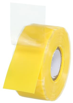 PATIKIL Griffband für Griffe 1 x17ft, 1 Rolle selbstverschweißendes Silikonband für Fahrradgriffe, Klimmzugstangen, Fitnessgeräte, Rohrlecks, Notfälle, Gelb