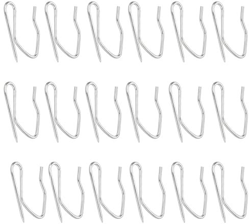 Hufopik Vorhanghaken aus Metall, 3,1 cm, Vorhangnadel und Haken für Plissee-Vorhänge, Edelstahl-Tür/Fenster/Duschvorhang, Silber, 18 Stück