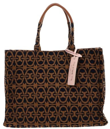 Coccinelle Never Without Bag Winter Monogram Jacquard Shopper Multi Royal/Cuir mehrfarbig