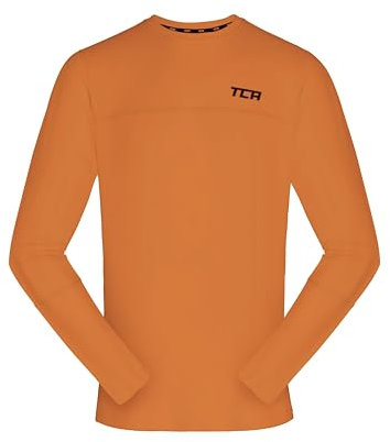 TCA Boys' Element Long Sleeve Lightweight Breathable Running Top - Football Kit for Kids - Tangerine, 10-12 Years