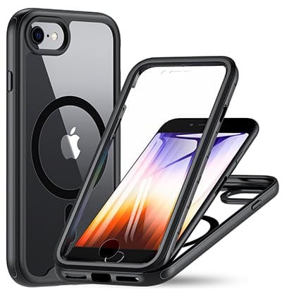 OWKEY Magnetic for iPhone SE 2020/SE 2022 Case, iPhone 8/7 Case, 360° Full Body Magsafe With Built-In Screen Protector, Shockproof Protective Phone Cover iPhone SE 3rd & 2nd Gen (Black)