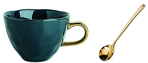 SOBOLON Taza de Café Taza de la Taza de café de cerámica con la Cuchara Home Beber Agua y Tazas for Beber Adecuado for lavavajillas Refrigeradores Microondas Taza Mark(C)