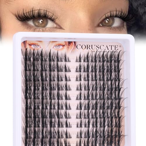 Lot de 120 extensions de cils individuels naturels Manga - Extensions de cils à picots - Faux cils - Effet 3D - À faire soi-même CORUSCATE
