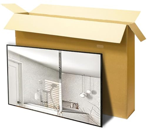 Mirror Packaging Cardboard Box | Brown Sturdy Frame Box Made up of thick Cardboard with Handles | Double Walled Solid large cardboard box | Perfect for Shipping Frames, Mirrors & Paintings (Large)