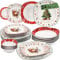 SÄNGER | Tafelservice Bilgola Christmas Design Weiß mit Weihnachtsmotiven, 24-tlg Geschirrset für 6 Personen mit Müslischalen, Suppen-, Dessert- & Speisetellern aus Porzellan | PREMIUM COLLECTION