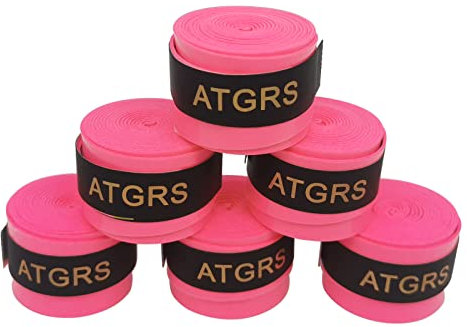 Grip de raquette de tennis collant, antidérapant/à séchage rapide pour raquette de tennis, badminton, squash, padel (6 rose vif)