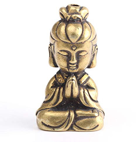 CWLPSL Messing Chinesische Guan Yin Buddha Statue Mini Kuan Yin Buddhismus Statue Ornamente Sammlerstücke Feng Shui Figuren