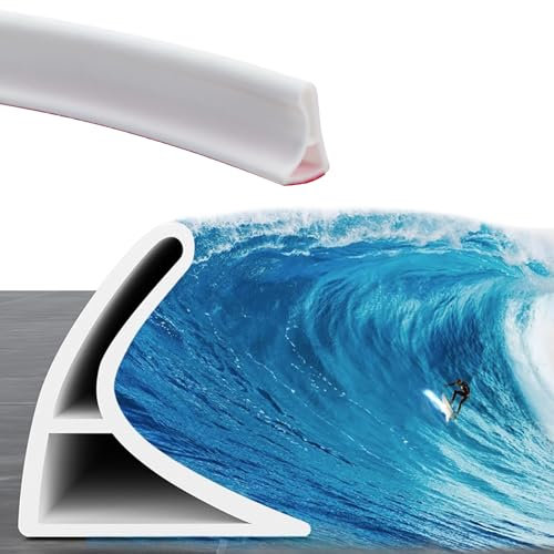 DBOO Self-Adhesive Curved Groove Shower Threshold Water Barrier - 3cm W x 4cm H x 1m L - TPE Rubber Shower Tray Sealing Strip Wet Room Bathroom Floor Seal Strip