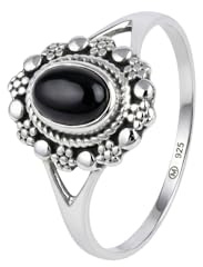 mantraroma Silberring Damen 925 Sterling Silber – ovaler Edelstein Ring, Vintage Statement Ring Schmuck, elegantes Geschenk für Frauen