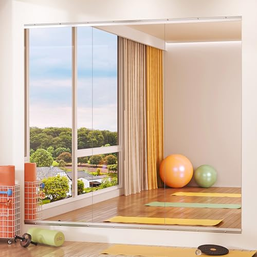 Hasipu Ganzkörperspiegel 140x52 cm 3 Stück, Wandspiegel für Yoga, Fitness & Ballett, Gehärtetes Glas Sportspiegel für Fitnessraum, Großer Spiegel für Heimtraining, Home Gym, Tanzspiegel