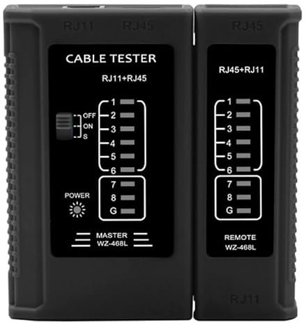 Tester Cavi di Rete Multifunzione per Interfacce RJ45 RJ11 - Supporta Test LAN ISDN CAT - Controllo Continuità, Cortocircuiti e Scambi - Dimensioni Compatte