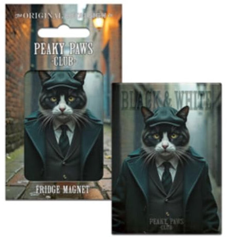 Fridge Magnet (65 x 90 mm) - Peaky Paws Club - Black and White Cat