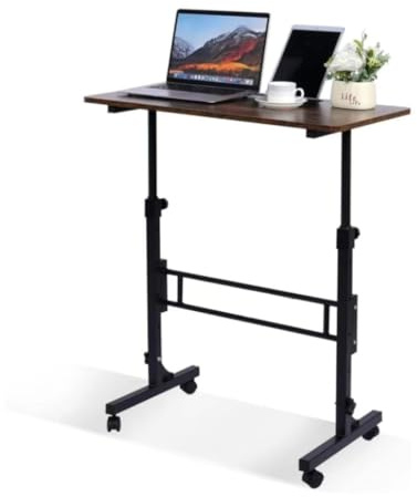Leilaohu Höhenverstellbarer Schreibtisch Mit Rollen, Steh-Sitz-Tisch Für Homeoffice,Mobiler Computertisch,Weißer Stehschreibtisch,Kompatibel Mit Laufband Walking Pad, 80Cm X 40Cm Höhe 70-110Cm b