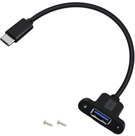 YINGAYOU Panel Mount USB C 3.0 Extension USB Panel Mount Cable 5Gbps Data Transmit and Power Supply for Laptops PC, Car Boat Dashboard Panel (USB C, 0.3 m/ 1 ft)