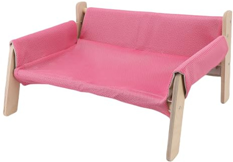 Walmeck Erhöhtes Katzensofa aus Holz, Gemütliches Hängematten-Design Zum Entspannen und Spielen, Geeignet für Zuhause (Rosa)