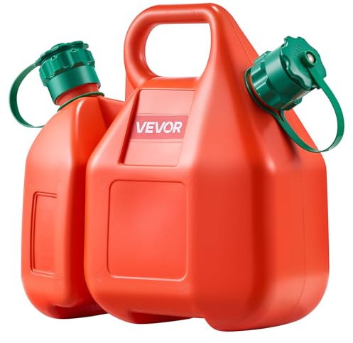 VEVOR Bidon Essence 6 L Bidon Carburant avec Bec Verseur, Récipient Huile 1,9 L, Débit Maximal 5,5 L/min, Réservoir Essence Plat Portable pour la Plupart des Voitures, Motos, UTV, Tracteurs, Rouge