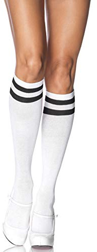 Leg Avenue Women's Athletic Knee Socks, White/Black, One Size