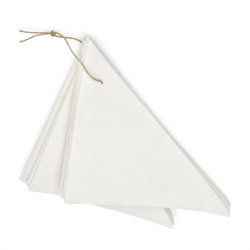 Ameisenkeks® 100 Cellulose Spitztüten Weiß 20 x 20 x 30 cm – gefädelt auf Kordel – Papier-Spitzbeutel für Süßwaren, Kekse, Bonbons, Obst