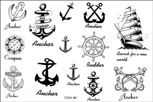 Fashion Tattoo Wasserdichte Anker nautischen Fake Tattoos