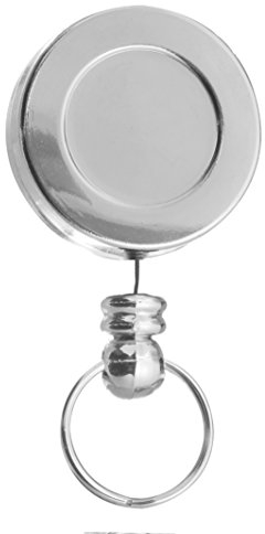 Karteo® Ausweis Jojo Ausweisjojo oval aus Metall mit Ansteckerclip und Schlüsselring Schnureinzug mittels Aufrollmechanismus für Ausweishülle Ausweishüllen Kartenhülle Kartenhüllen Ausweishalter Kartenhalter Halter aus Kunststoff