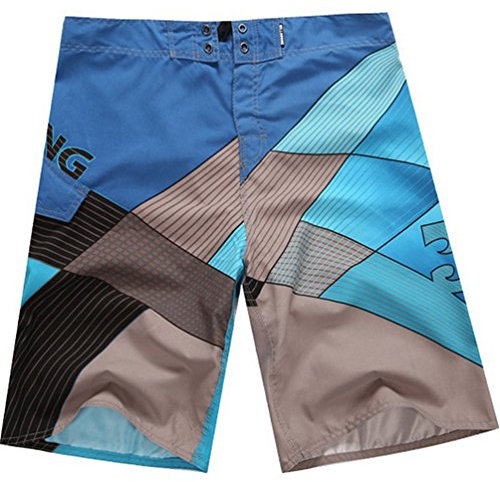 Baymate Herren Badeshorts Multi-Color Surf-Shorts Schnell Trocknend Badehosen Blau 34