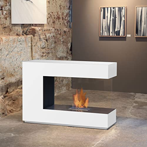 muenkel design loft.line - C-02 [Design Raumteiler Ethanol Kamin]: weiß (warm) - safety burner 290