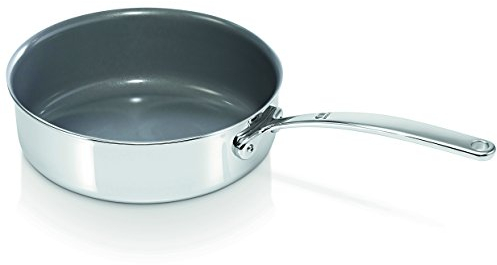 Bekaline 13415254 Tri Lux Sauteuse + couvercle en acier inoxydable Triply intérieur céramique 24 cm, Argenté
