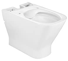 Roca, Clean Rim,Square – Compact Rimless Wall Mounted Dual Outlet Bowl for Low Tank Toilet, White, 365 mm x 600 mm x 790 mm, A34273700H