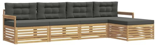 vidaXL Outdoor-Sofagarnitur 5 pcs Weiß und Anthrazit Polyester, Garten, modernes Outdoor-Sofa, Sitzgruppe für die Terrasse, gemütliche Loungemöbel