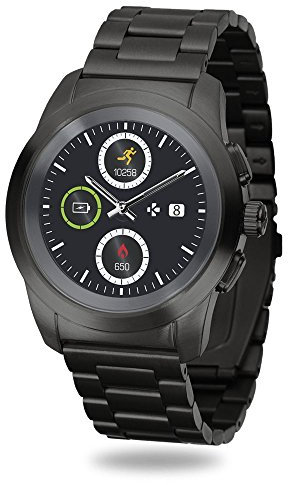 MyKronoz ZeTime-Elite-Reg Smartwatch Ibrido con Lancette Analogiche, Nero Spazzolato/Gancio Metallico