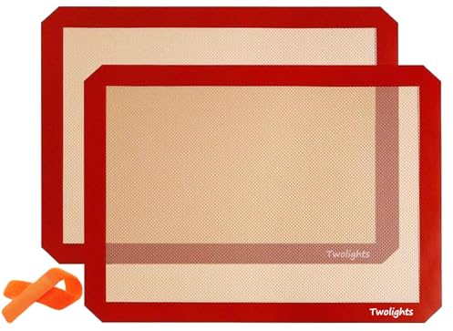 Twolights Tapis de Cuission en Silicone 2 Pièces Sans BPA Anti-Adhérent Toile Feuille de Cuisson Patisserie (42 * 29.5cm)